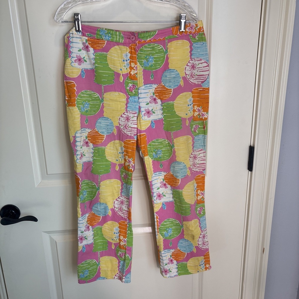 Vintage Lilly Pulitzer Chinese Lantern Capri Ankle Pants Cotton Stretch Size‎ 8